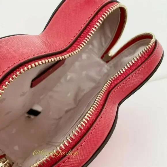 NWT Kate Spade Love Shack Heart Crossbody Purse Leather Candied Cherry Red - Picture 9 of 12